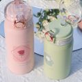 IKUNM 【Ships Within 24 Hours】350/500ML Mini Insulation Cup Cartoon Flower Thermos Bottle With Straw Double 304 Stainless Steel Vacuum Thermos Cup Portable Hot Water Bottle Keep Cold And Hot 24 Hours Thermos Bottle. 