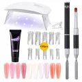 Monja Acrylic Uv Gel Quick Extension Building Nail Art Kit False Nail Tips Painting Brush Led Uv Dryer Diy Manicure Set. 