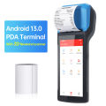 Handheld Android 13.0 POS PDA Terminal Support 1D 2D Barcode Scan 4G BT with 5.5 Inch Touchscreen 58mm Width Thermal Label Print. 