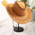 West Cowboy Hat Kit Printed Square Scarf Retro Glass Hiking Hat Ring Square Scarf Western Cowboy Set. 