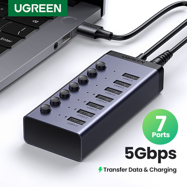 UGREEN Powered USB Hub 3.0, 7-Ports Charging Extender Data Hub (12V/2A ...