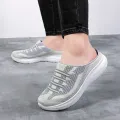 【ZOSR】Comfortable Walking Shoes Baotou Half Slippers Ladies Casual Shoes Summer Outside Penetration Air Fly Woven Mesh Sandals Fashion All-match Lazy Trend Slippers Large Size Women’s Shoes. 