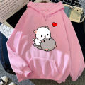 Peach and Goma Cat Hoodie Women/Men Harajuku Cute Kawaii Love Hoodies Unisex Autumn Winter Graphic Sweaters Sweatshirts Korea. 