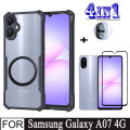 4In1 Samsung Galaxy A07 A06 With Magnetic Wireless Charging Sticker Shockproof Phone Case for SamsungA07 Tempered Glass Screen Protector and Lens Film. 