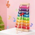Wooden 8-tone Hand Knock Piano Toy For Children, Early Education Musical Instrument For Toddlers. 