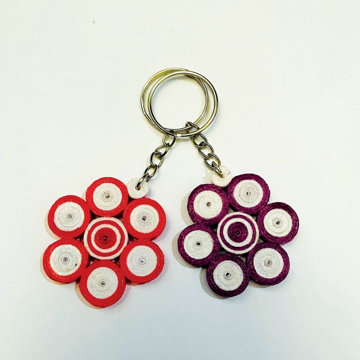 Paper Quilling cute handmade Flower Key Tag