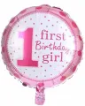 First Birthday Boy Or Girl 5 Piece Foil Balloon Set, Reusable And Self Sealing. 