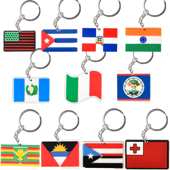 Key Rings Country 1pcs Country Keychains Boys Girls Flag Keyrings Kids Cuba Panama Syrian ...
