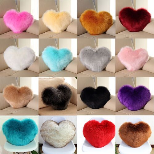 Heart Shape Pillow Fluffy Fur Soft Comfortable Small for girls cute