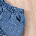 Summer Girls Clothing Sets Denim Top with Shorts Baby Clothes Children Kids Outfits. 
