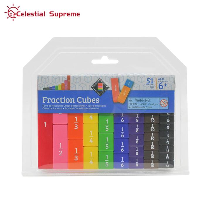 Fractional Cube Activity Set 51pcs Fraction Tower Cube Math Learning Set Educational Toy for Elementary School Addition Subtraction Aid Decimal Percentage Practice Fractional Cubes Set