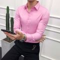 High Quality Men's Casual Solid Color Korean Slim Fit Business Long Sleeve Shirt Men's Fashion. 