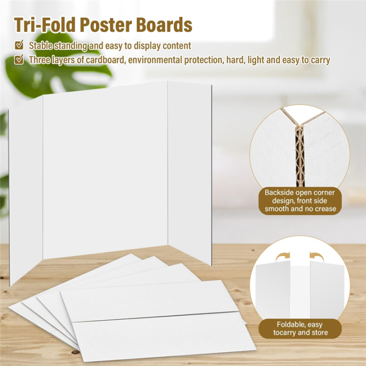 4%20Pcs%20Trifold%20Poster%20Board,%20White%20Poster%20Board%20Comes%20with%20Sticky%20Accessories,%20Corrugate%20Presentation%20Boards%20Easy%20to%20Use%20S%20-%20Image%206
