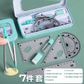 【HOT】 7Pcs Geometric Mathematical Drawing Tool Set Multi-Functional Compass Protractor Ruler Eraser. 