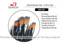 Bomeijia Artist Paint Brush Pinsel 6 Pcs Set Value Pack (Round/Flat/Filbert/Mix) Black. 