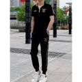 European Goods Summer New Men's Stand-up Collar All-Match Trousers Leisure Sports Two-Piece Set Fashion and Handsome Suit. 