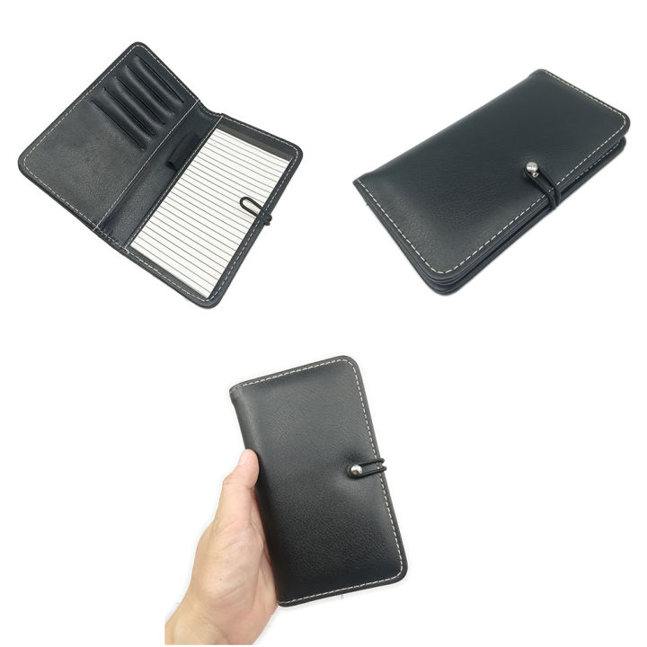 Compact Leather Pocket Notepad & Cardholder Case