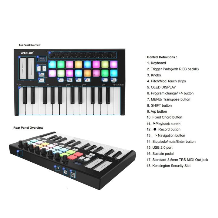 WORLDE%20Panda%20MINI%20II%20Portable%2025-Key%20USB%20MIDI%20Keyboard%20Controller%20with%208%20RGB%20Backlit%20Trigger%20Pads%204%20Assignable%20Control%20Knobs%204%20Assignable%20Sliders%20-%20Image%207