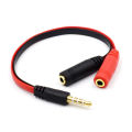 3.5mm Headphone Mic Audio Y Splitter Cable 1 Male to 2 Female with Separate Headset Microphone Adapter. 