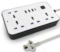 Multi Plug Wire Code With 3 USB 4 Power Socket with 2M Cable 3.4A  AC Power Socket UK Plug. 