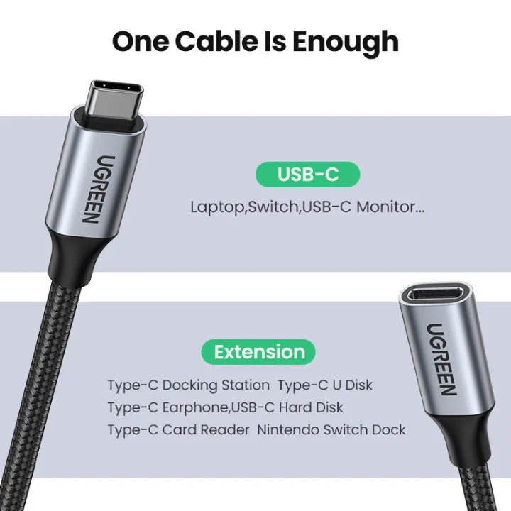 UGREEN%20USB%20C%20Extension%20Cable%200.5m%20USB%20Type%20C%203.1%20Gen%202%20Male%20to%20Female%20Fast%20Charging%20&%20Audio%20Data%20Transfer%20Cable%20for%20MacBook%20Pro%20iPad%20-%20Image%204