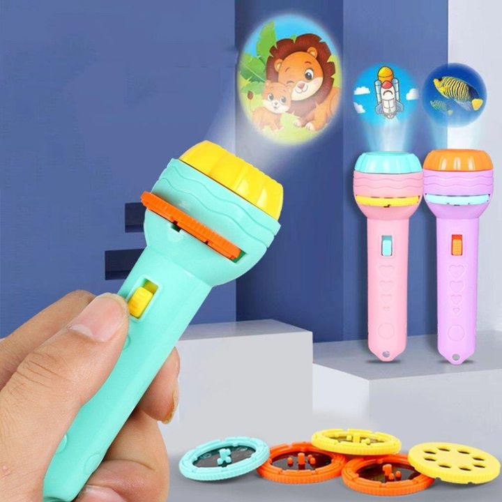 Projector Flashcard Vorix Projection Kids Handy Flash Light with 3 Cards (Mix/Random Cards ...