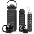 3 in 1 Motivational Water Bottle, Spirit GYM Gallon with Time Marker Large Capacity, Leakproof BPA Free Fitness Sports Water Bottle. 
