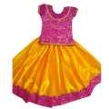 Kids Silk Skirt And Shirt - (பட்டு பாவாடை மற்றும்   சட்டை) - Marron & Orange. 