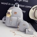 3Pcs/Set PU Backpack Women Shoulder Bags Card Holder For Outdoor Travel. 