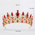 Mamojko Luxury Baroque Crystal Wedding Bridal Tiara Diamante Royal Blue Red Crown Pageant Prom Bride Hair Jewelry For Bridesmaid. 