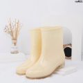 Rain Boots Low Rubber Shoes Waterproof and Rainproof Rain Shoes Boots Women's Rain Boots Mid-Calf Cotton Velvet Water Short Warm Kitchen _﹁. 