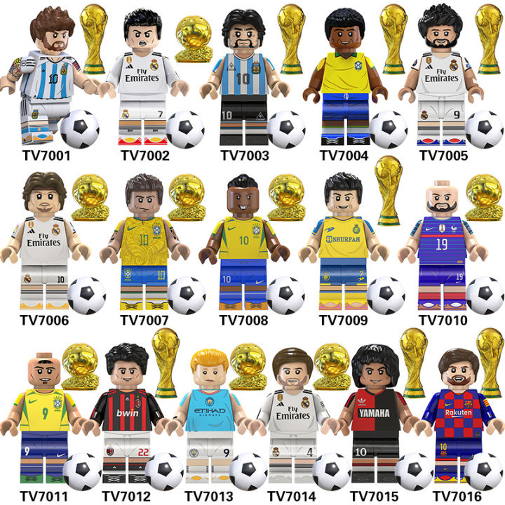 【Essential Good Item】TV6501 Compatible with LEGO World Cup Soccer Stars Brazil King Messi Ronaldo Building Blocks Minifigures