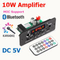 10W  Amplifier mic support  5V USB Bluetooth decoder board MP3 FM  car kit player module. 