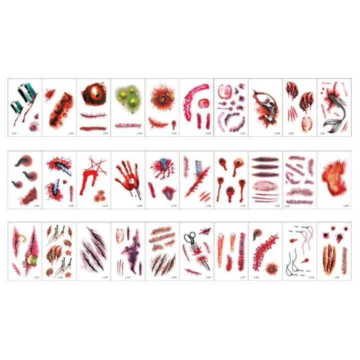 Wond Sticker 30PCS Party Supplies Transfer sticker Halloween Wounds Sticker Scary ...