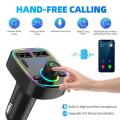 Car Bluetooth 5.0 FM Transmitter PD Type-C Dual USB 3.1A Fast Charger Colorful Ambient Light Handsfree MP3 Modulator Player. 