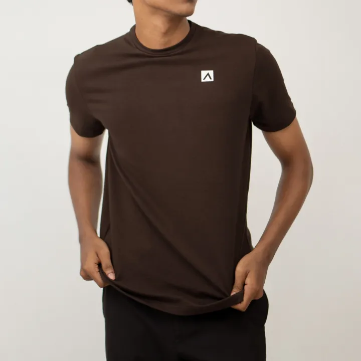 Archer Men's Crew Neck Cotton T-Shirt-Coffe Brown
