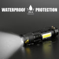 Mini Portable Flashlights Built in Battery USB Charging LED Flash Light COB 2000 Lumens Zoomable Waterproof Tactical Torch Lamp. 