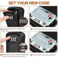 Key Box Wall Mounted Mini Key Safe Outdoor Key Box with Resettable 4-Digit Numeric Code Waterproof Key Box (Black). 