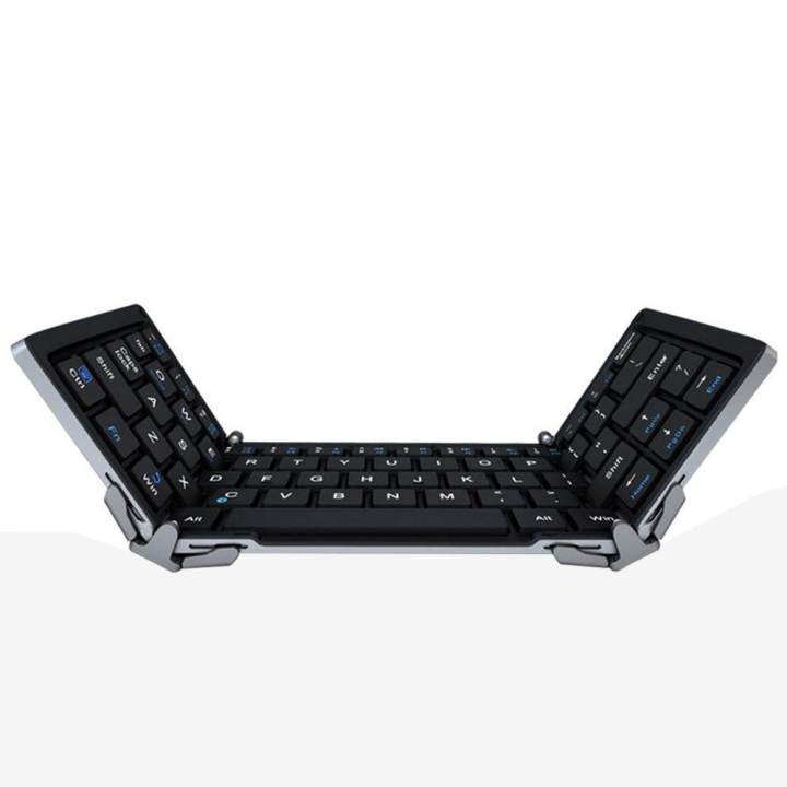 Portable Foldable Bluetooth Keyboard Aluminum Alloy Wireless Keyboard for IOS Android Windows PC Tablet Smartphone Built in Rechargeable Li-polymer Battery