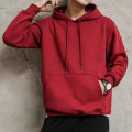 Men Kangaroo Pocket Plain-Colour Sweaters Hoodies for Winter Sports Casual. 