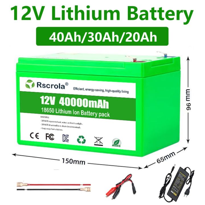 Waterproof 12V 40Ah 30Ah Rechargeable 12v 18650 Lithium for Electric ...
