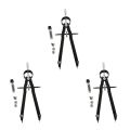 3X Professional Compass, Compass Geometry Set with Lock (Black). 