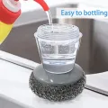 Automatic Liquid Tank Kitchen Utensils Sink Cleaning Brush Scrubber, Dish Bowl Washing Brush with Soap Dispenser Handle Sponge with Wok Brush Kitchen Pot Cleaner. 