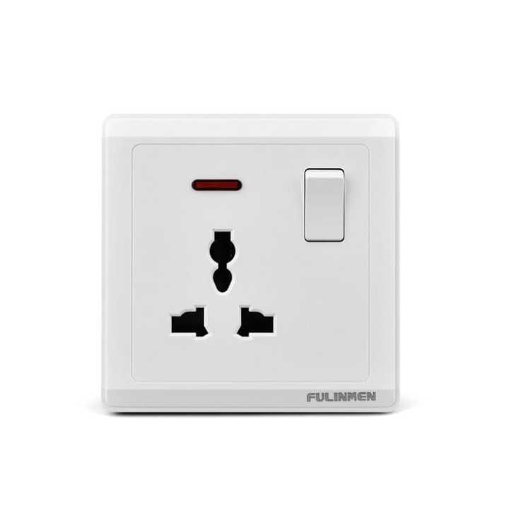 Universal Wall Switch 13A Switch Socket FULINMEN  Multi Plug Socket Outlet Plug Base 3 Hole Switched Socket Outlet 13A & 5A Multi Plug Switched Socked