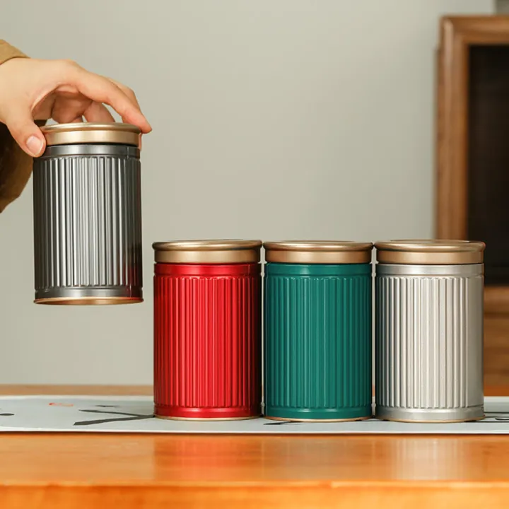 Key Tea Can Portable Metal Tea Storage Metal Tea Can Black for Kitchen Tea Ceremony ...