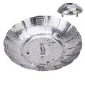 Durable Stainless Steel Folding Dish Steam Expandable Lotus Leaf Shape Steamer Plate Multi-Function Meat Steaming Tray Universal Pot Fit. 