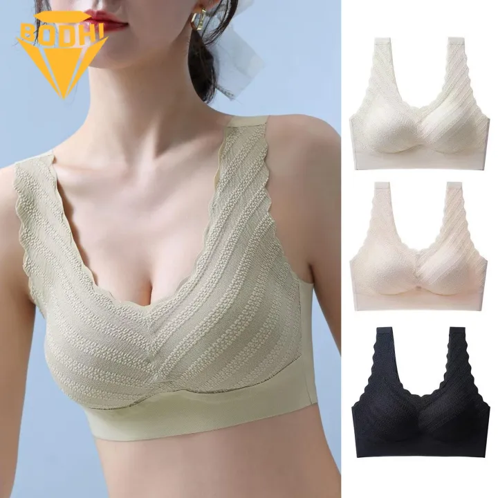 Seamless Sports Bra Comfortable Lace Seamless Push Up Sports Bra for Women Wide Shoulder Strap Padded No Wire Breathable Underwear Breathable Sports Bra