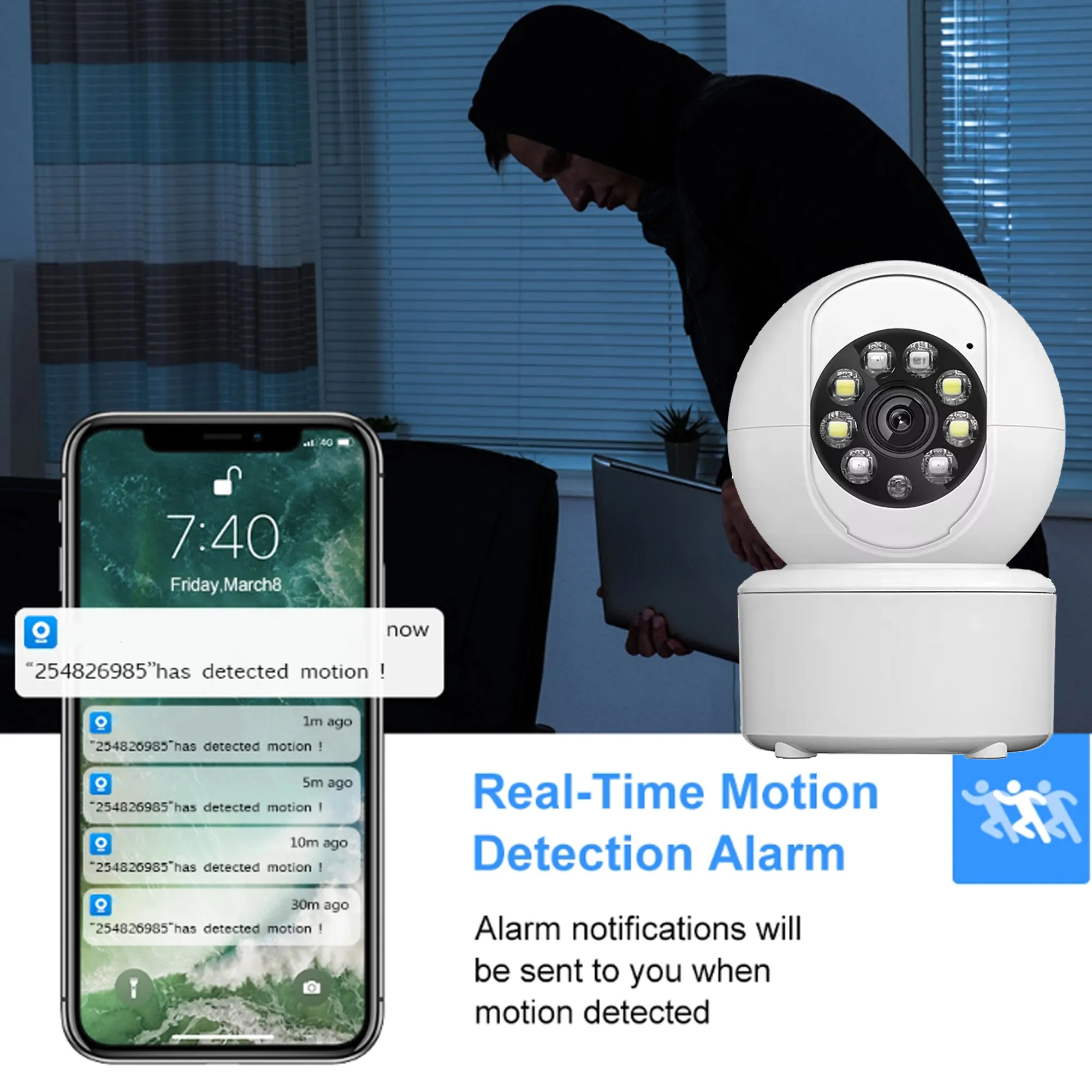 WiFi Wireless CCTV IP Camera PTZ Indoor 360 Rotatable 1080P High Qualty ...
