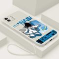 [Free Strap] Samsung Galaxy A04e A04 A04s A02s A03s Smile Astronaut Square Phone Case Liquid Silicon Soft Casing nasa Cover. 