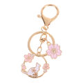 Cute Enamel Keychain Flower Basket Rabbit Cat Key Ring Animal Key Chains Gift. 